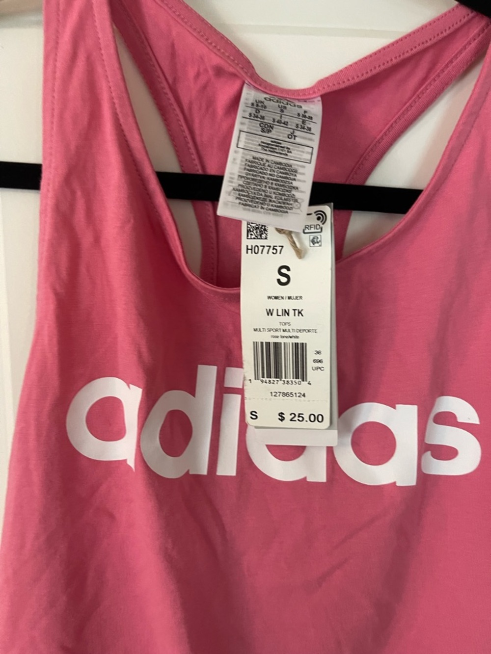 adidas Pink Tank with White Logo